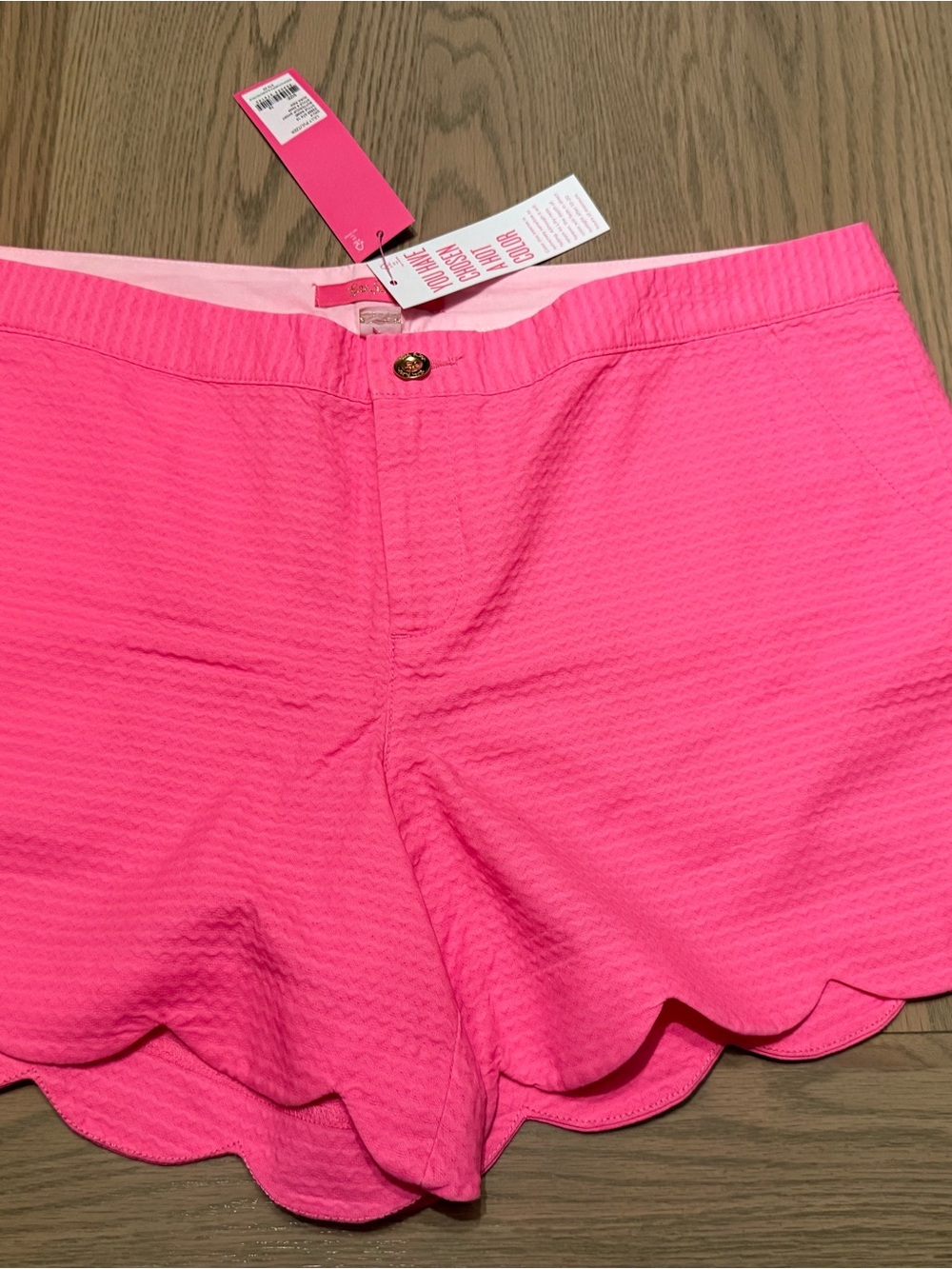 Lilly Pulitzer Buttercup Shorts Size 16 Aura Pink Scallop Hem Textured BNWT NWT